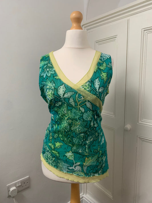 vintage green floral jacqueline riu top
