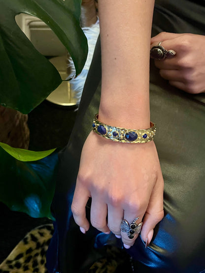 Temple Cuff Bracelet – Lapis Lazuli & Molten Gold