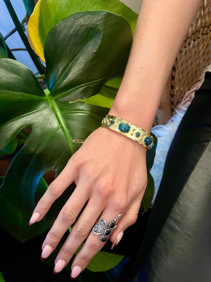 Temple Cuff Bracelet – Amazonite & Molten Gold 