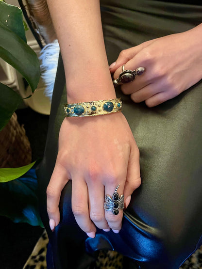 Temple Cuff Bracelet – Amazonite & Molten Gold 
