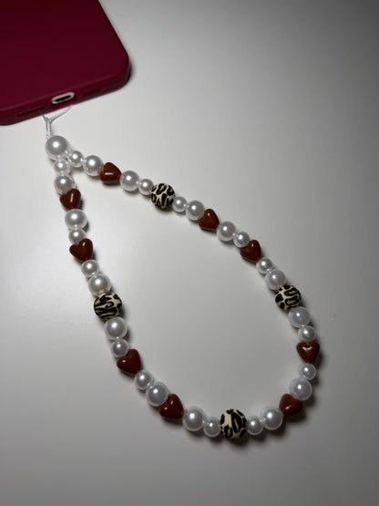 Winter leopard phone charm - brown