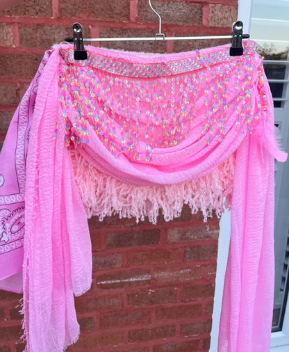 Pink draped skirt 