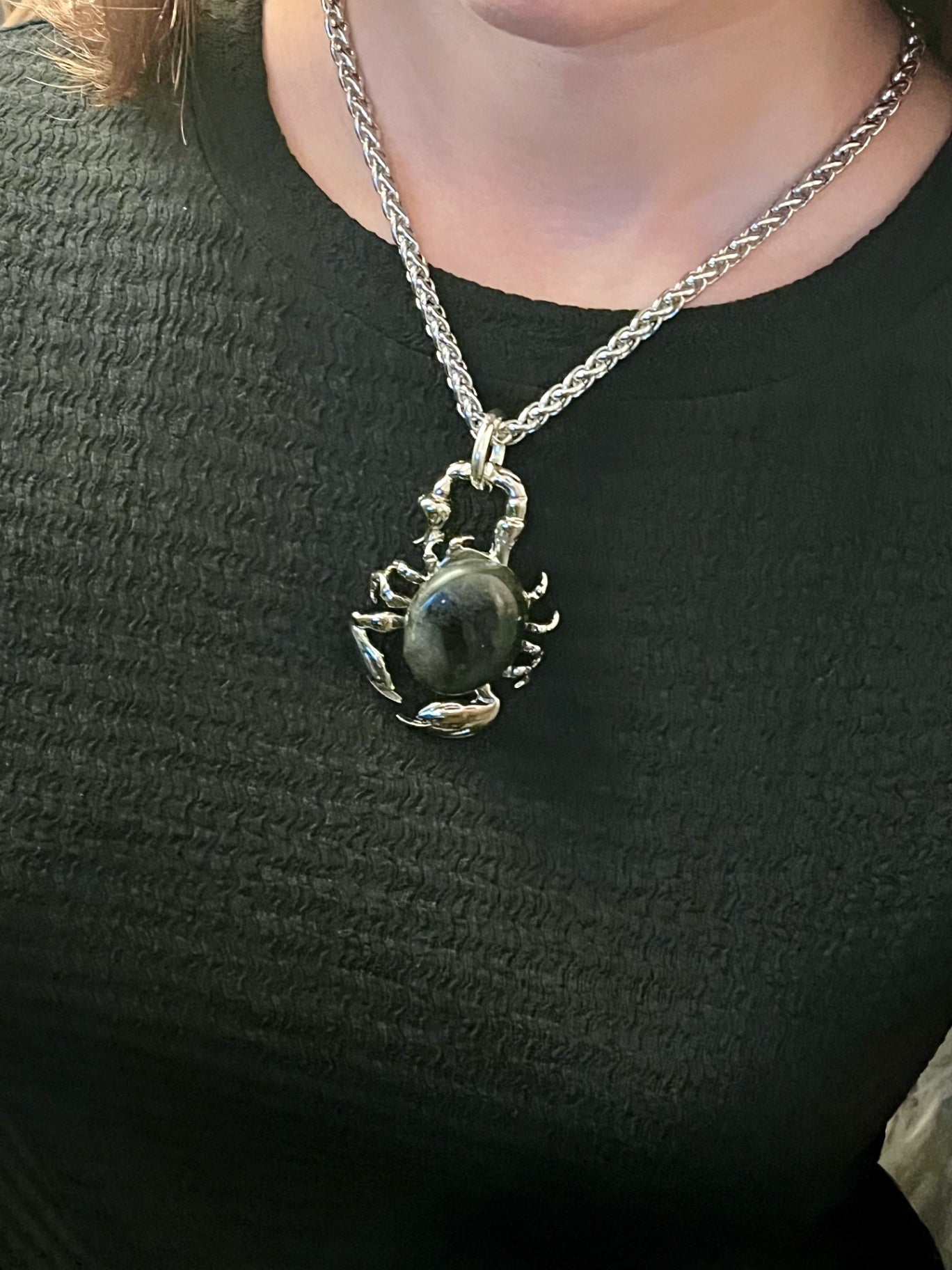 Scorpio Transformation Amulet Necklace — Labradorite Scorpion Pendant on Silver Chain