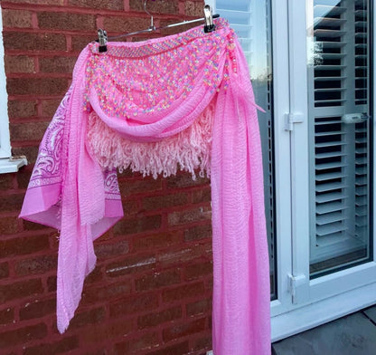 Pink draped skirt 