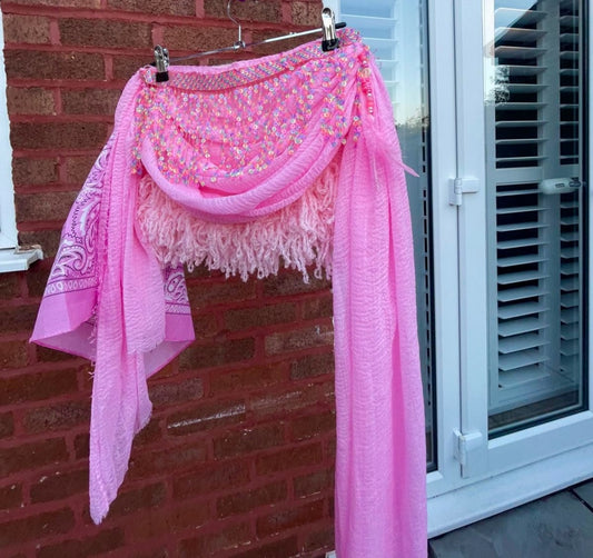 Pink draped skirt 