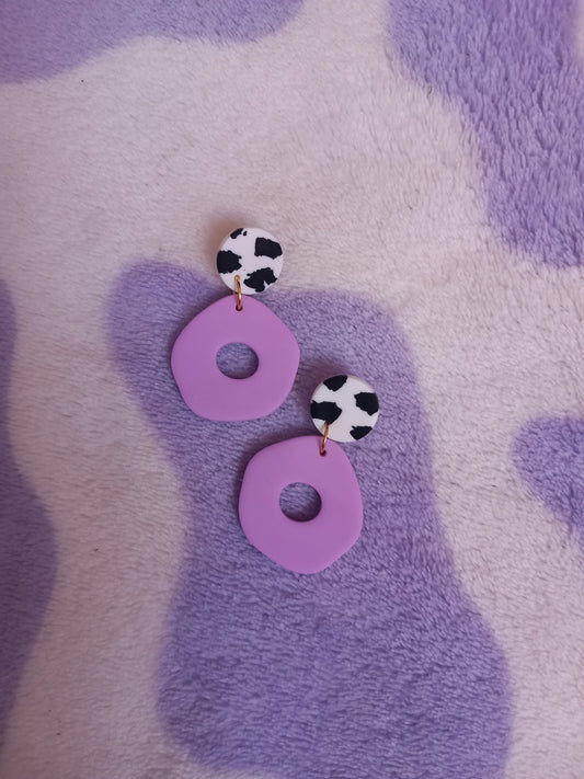 Polymer clay organic donut earrings lilac