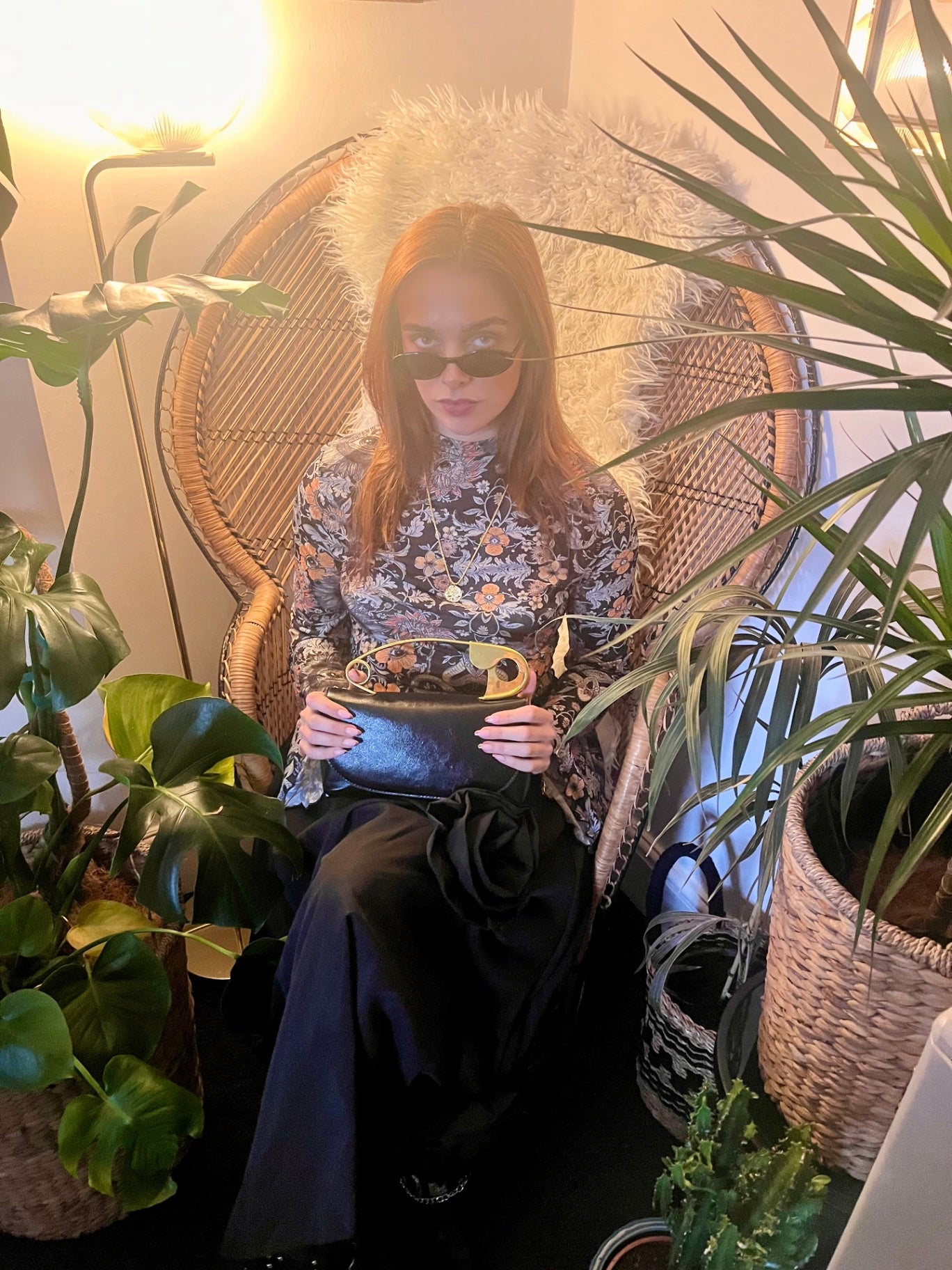 Gold Pin Clutch – Black Faux Leather