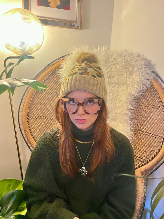 LEOPRADPRINT WOOL POM HAT