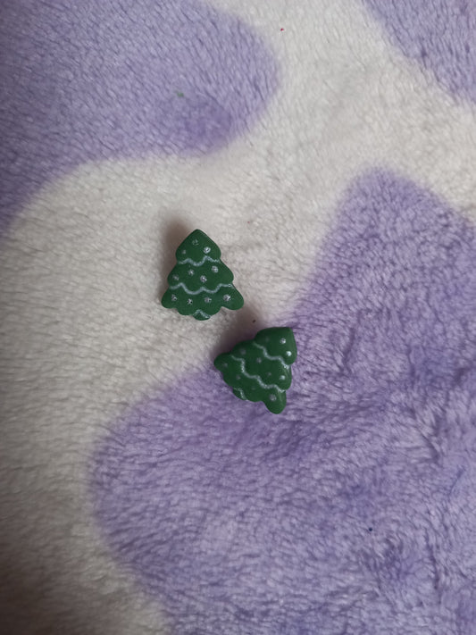 Polymer clay Christmas tree stud earrings