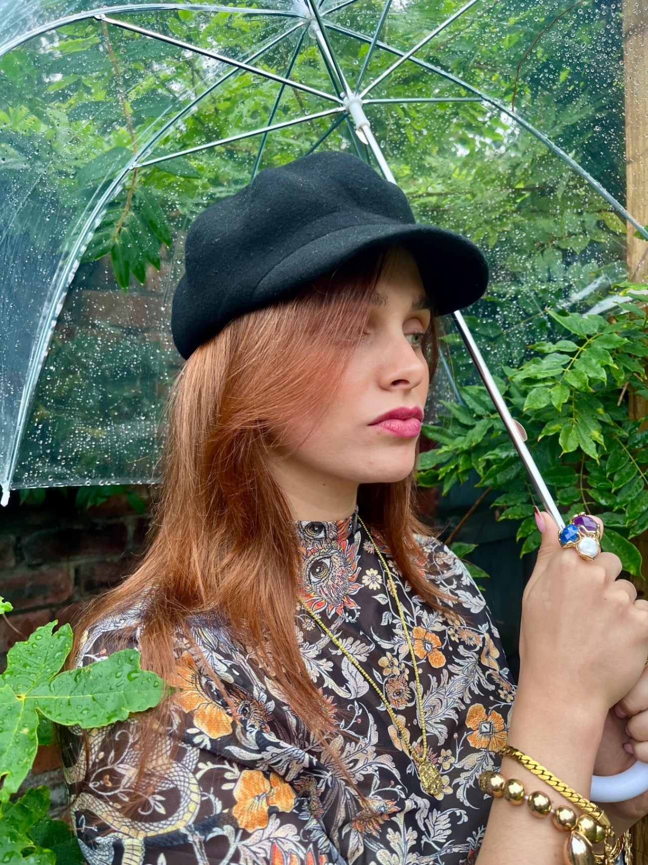 BLACK WOOL BAKER BOY HAT CAP ADJUSTABLE