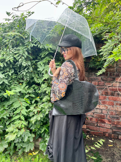 Heart  Croc faux Leather bag