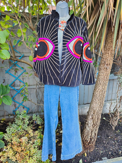 Wanderlust evil eye protection jacket -Black