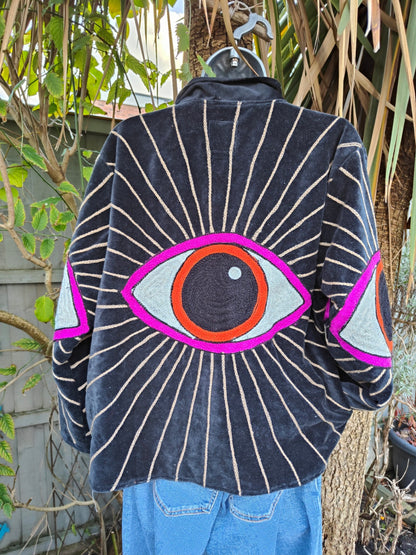 Wanderlust evil eye protection jacket -Black