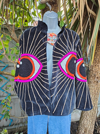 Wanderlust evil eye protection jacket -Black