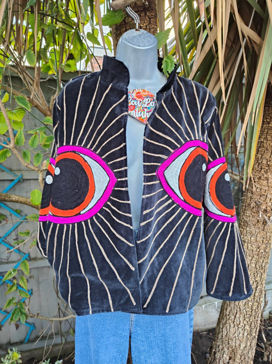 Wanderlust evil eye protection jacket -Black