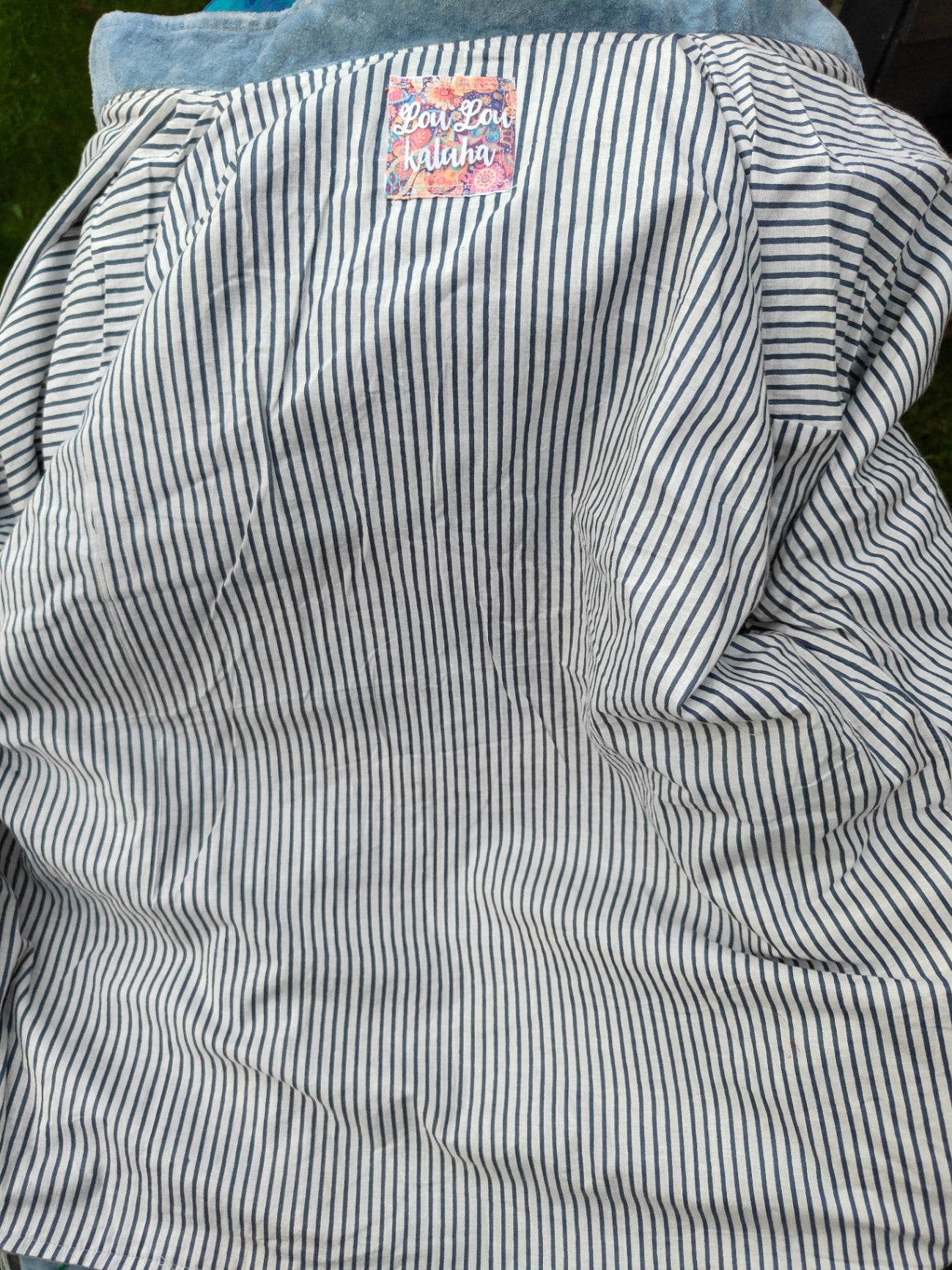 Wanderlust evil eye protection velvet jacket -light blue grey 