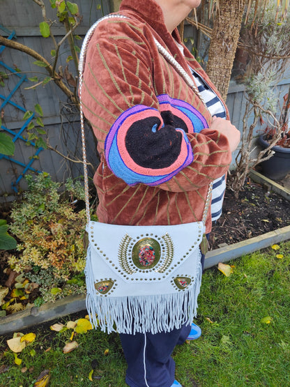 Wanderlust evil eye protection jacket- brown