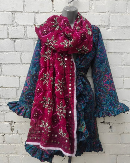 Thassos Embroidered scarf - Pink