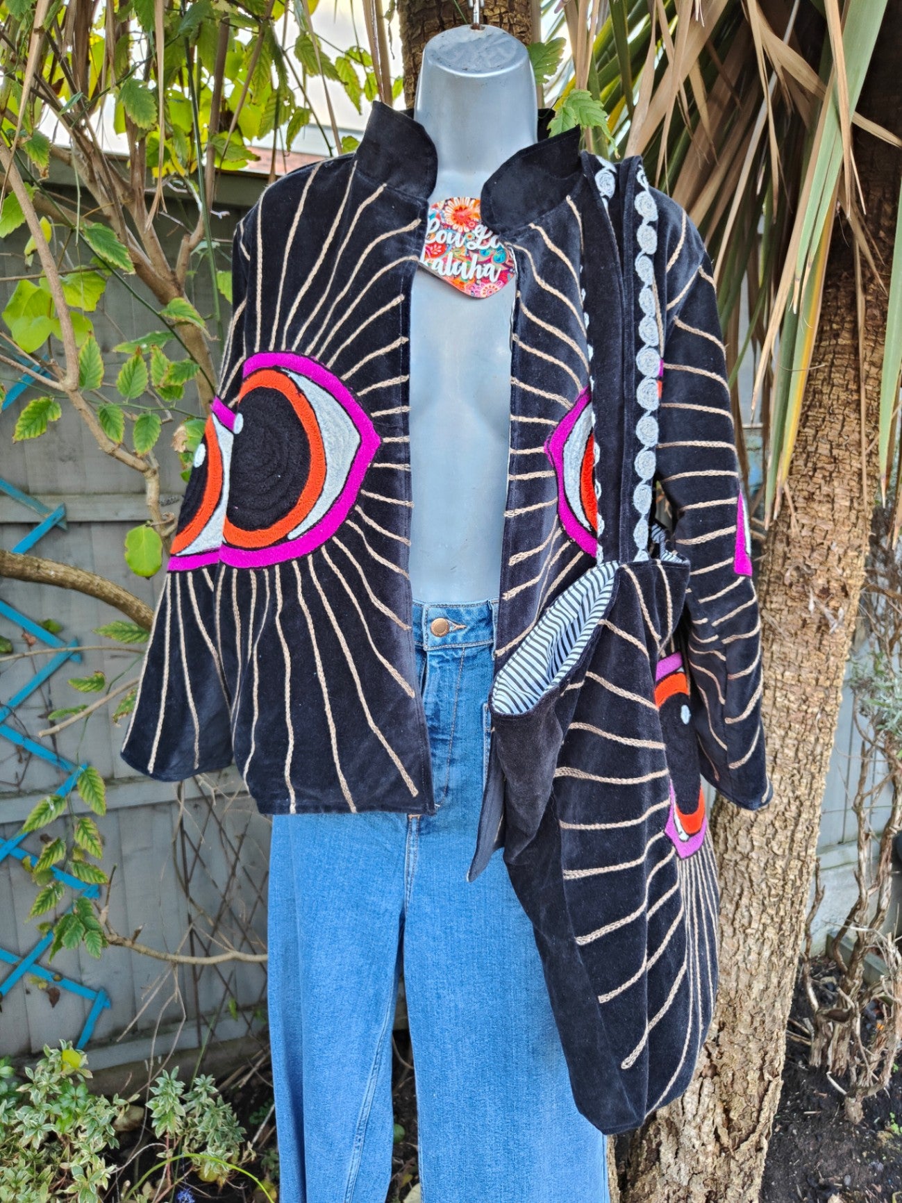 Wanderlust evil eye protection jacket -Black