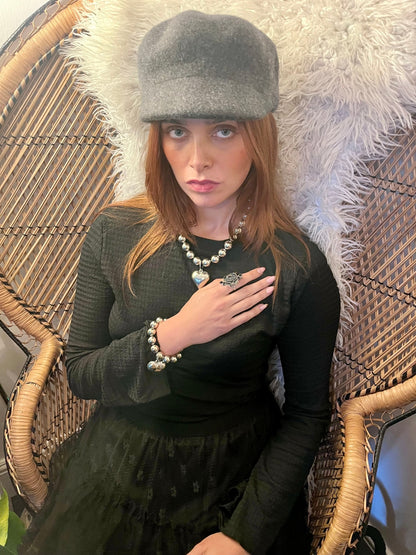 Silver Ball Heart Choker Necklace