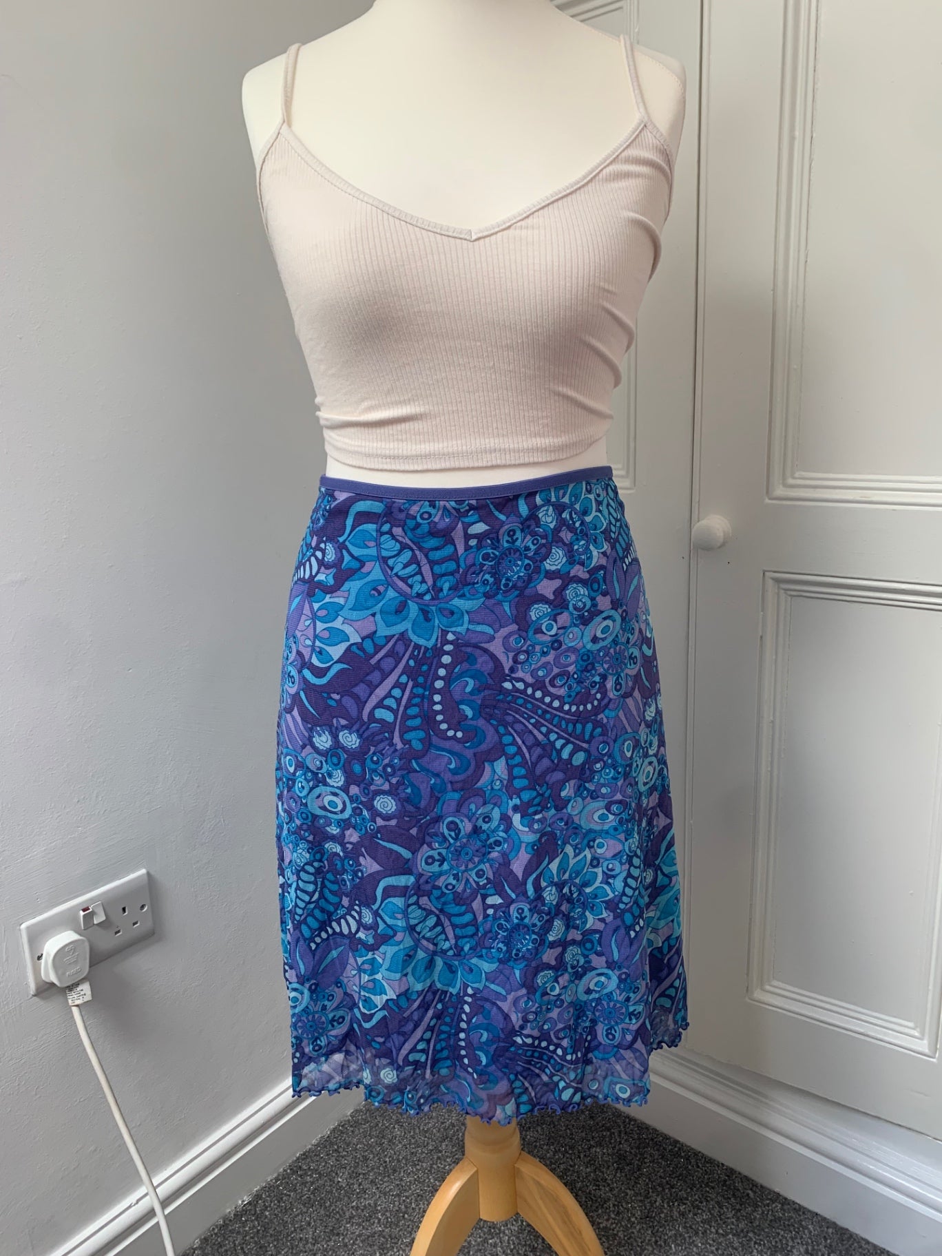 blue & purple paisley skirt