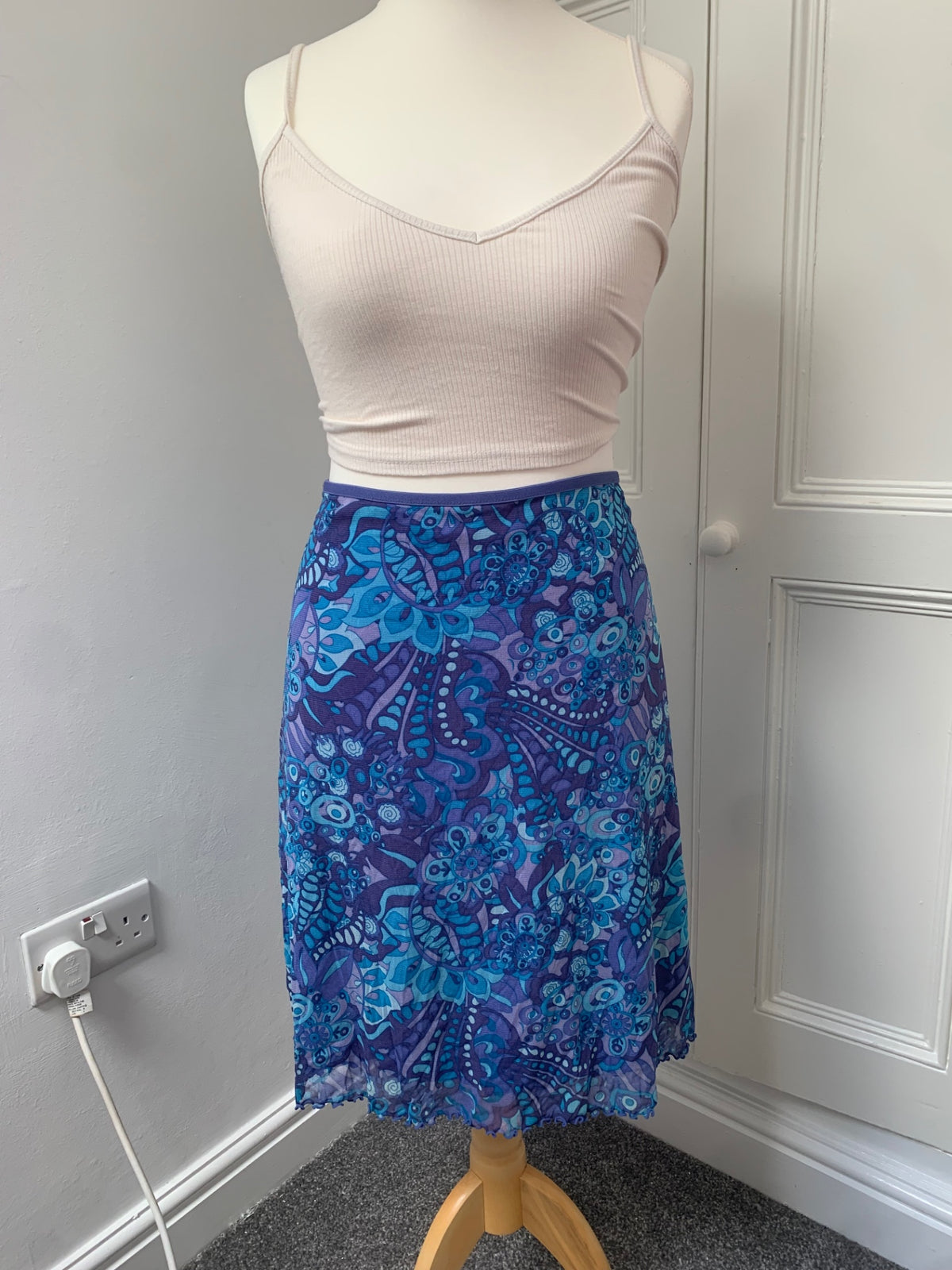 blue & purple paisley skirt