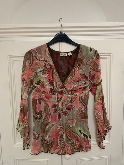 vintage pink & green fairy top 