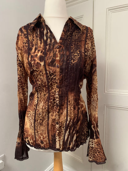 vintage animal print notations shirt