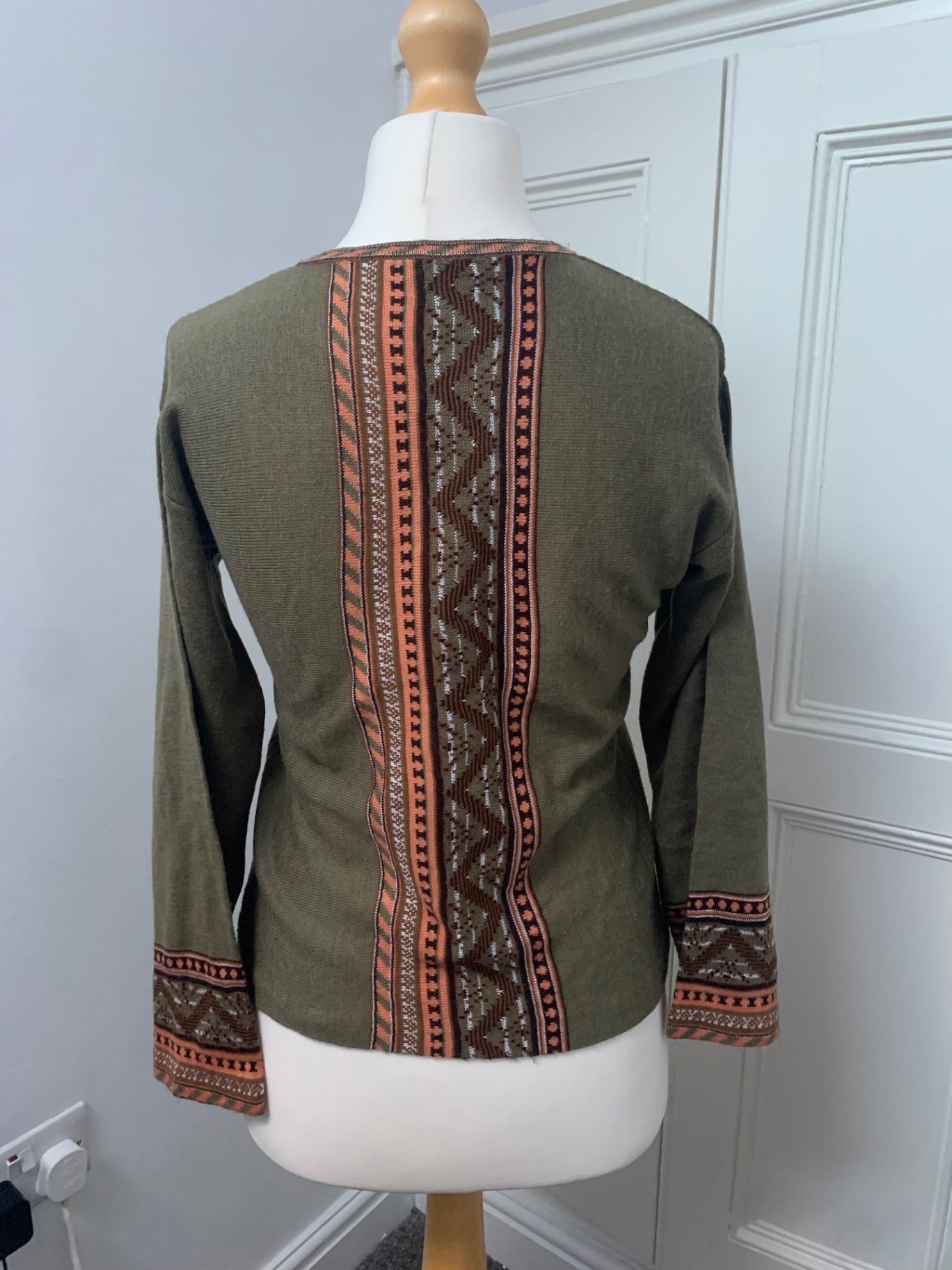 green embroidered knit jumper