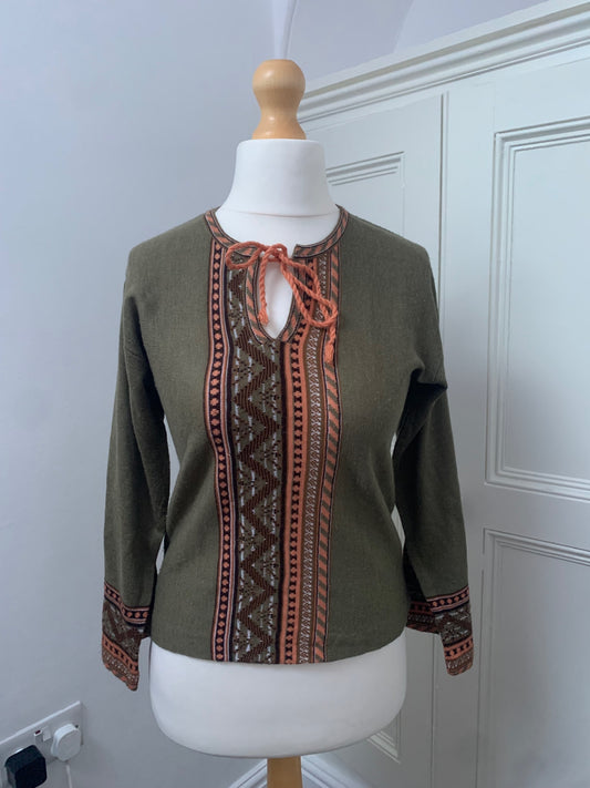 green embroidered knit jumper