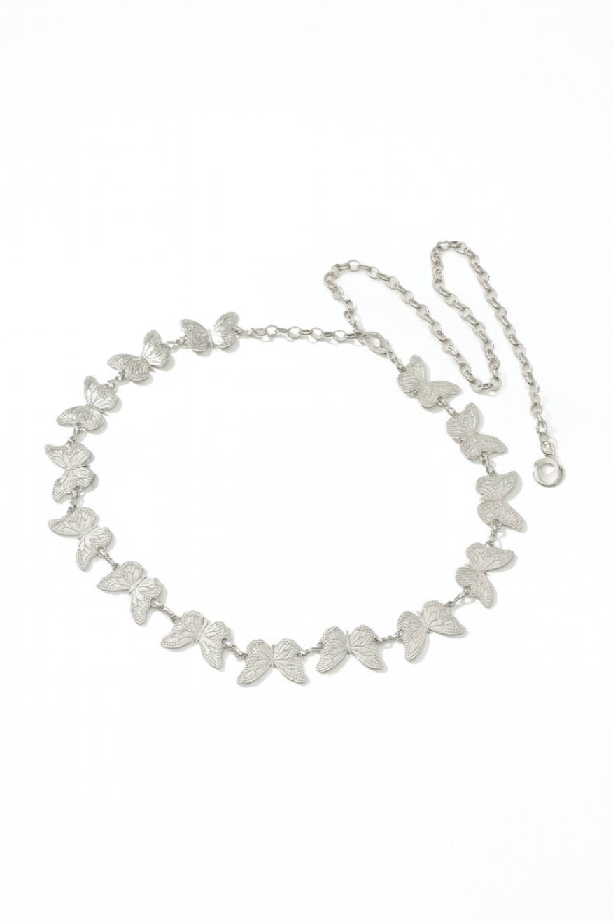 Silver butterfly chain belt