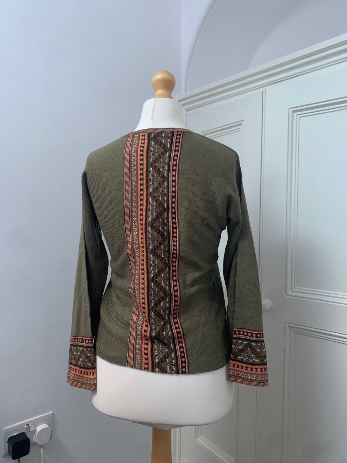 green embroidered knit jumper