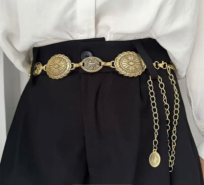 Gold Etched Boho Chain Belt