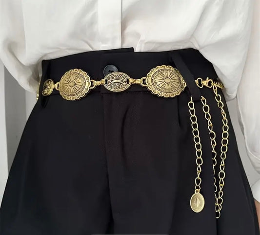 Gold Etched Boho Chain Belt