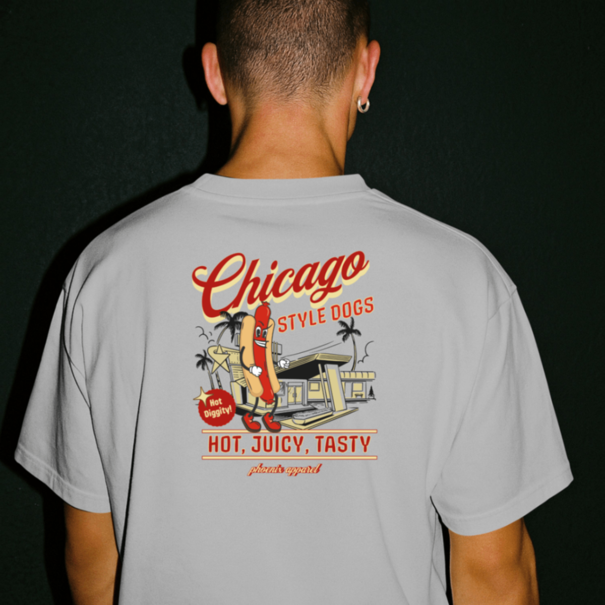 Chicago dog grey tee back logo 