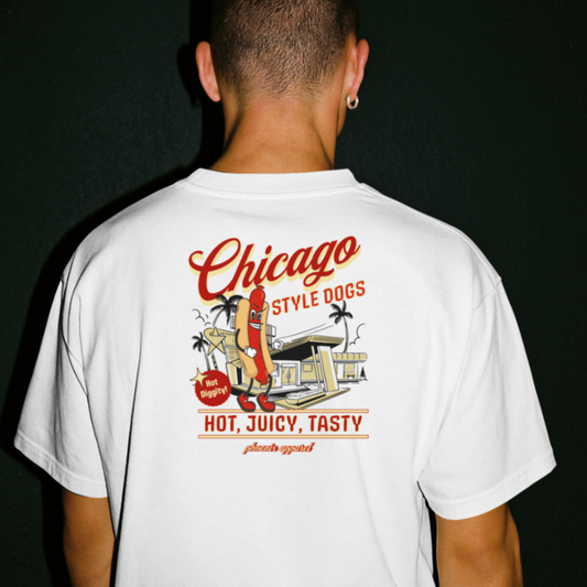 Chicago dog white with front/back logo 