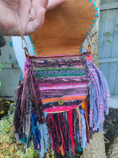 Frill sari body cross mini bag - shroom/ eye/peace/sunset
