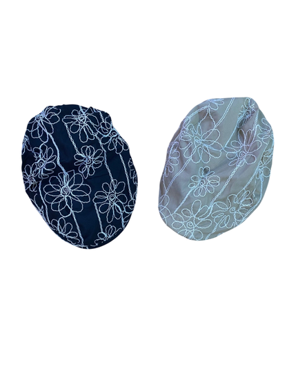 Flower Flat Cap - Black