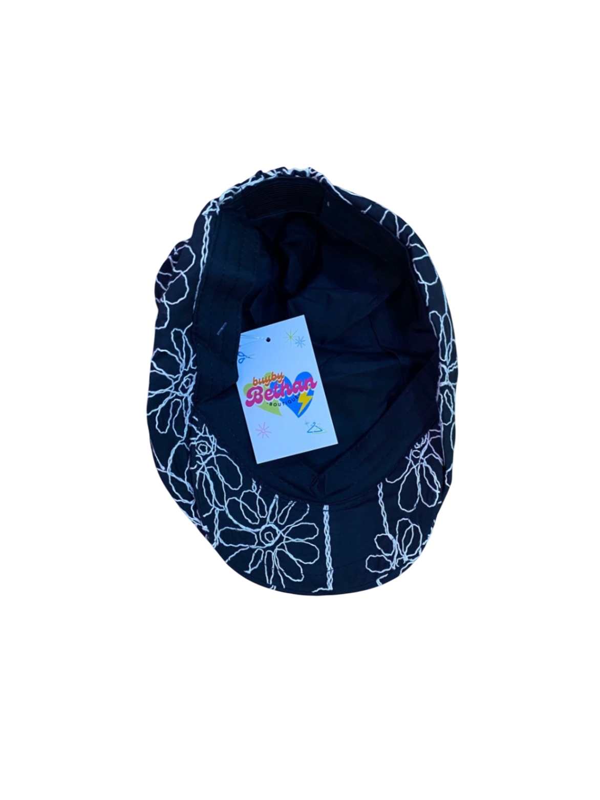 Flower Flat Cap - Black