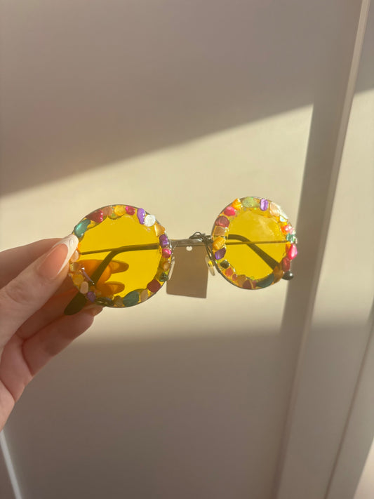 Yellow Rainbow Crystal Sunglasses ✨