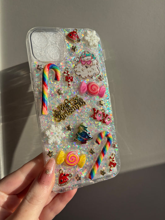 Christmas Rainbow Funky Phone Case - IPhone 14 Plus and 15 plus🌈🤶🏼