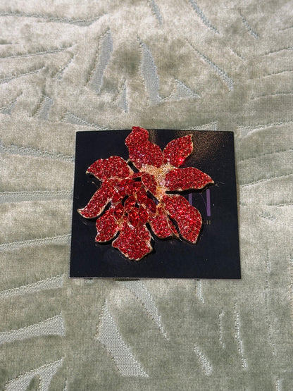Red Orchid Crystal Brooch