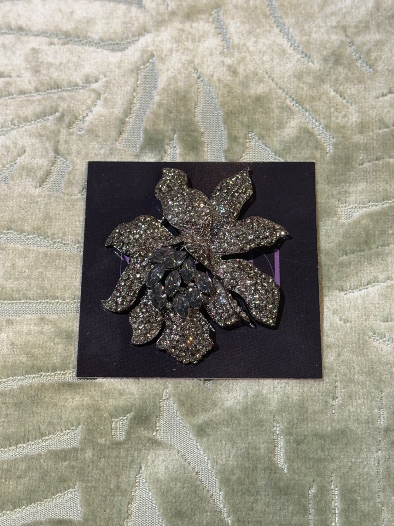 Black Orchid Crystal brooch 