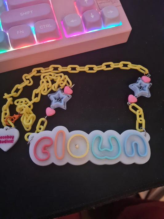 Acrylic clown necklace yellow