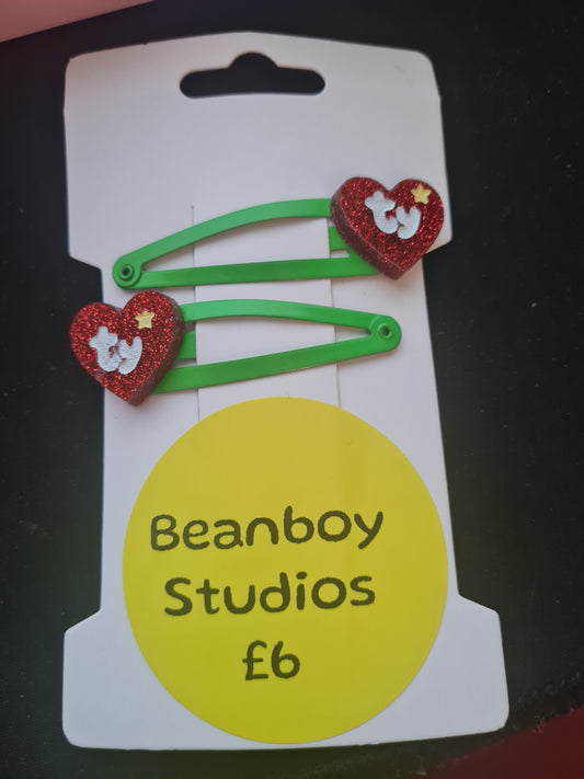Ty hair clips green 