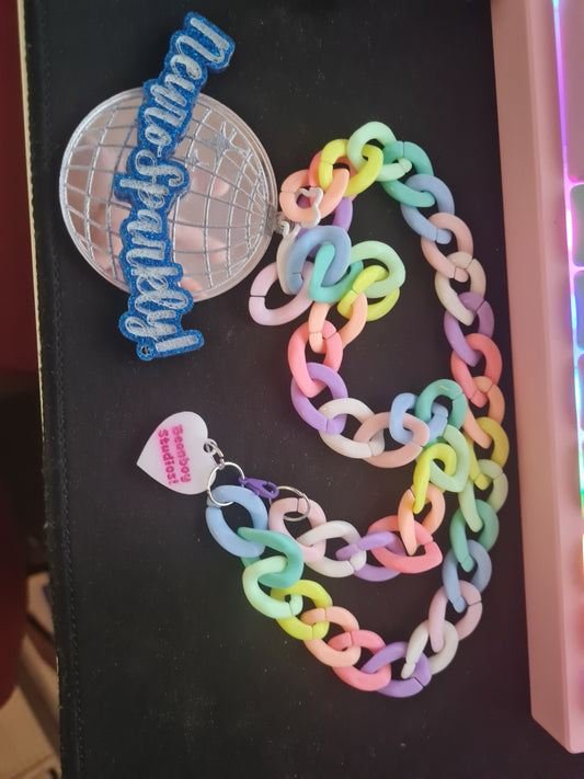 Neuro sparkly disco ball necklace