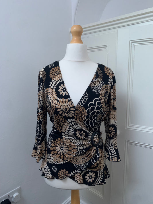 vintage floral wrap top