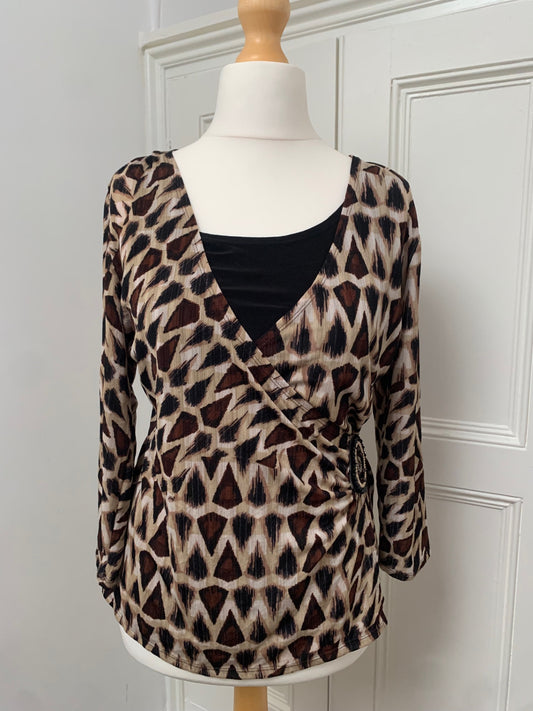notations animal print wrap top