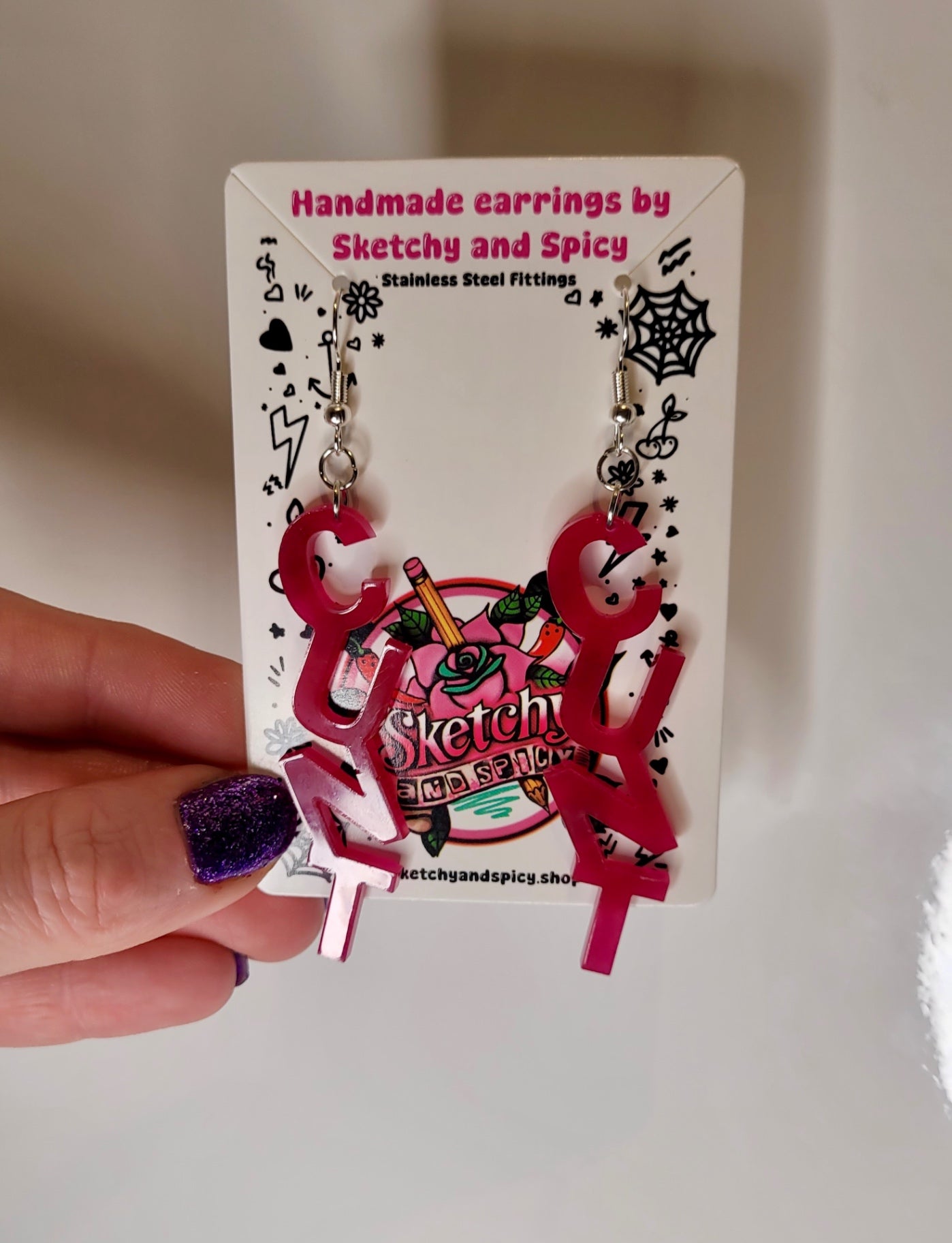 Red CUNT Earrings 