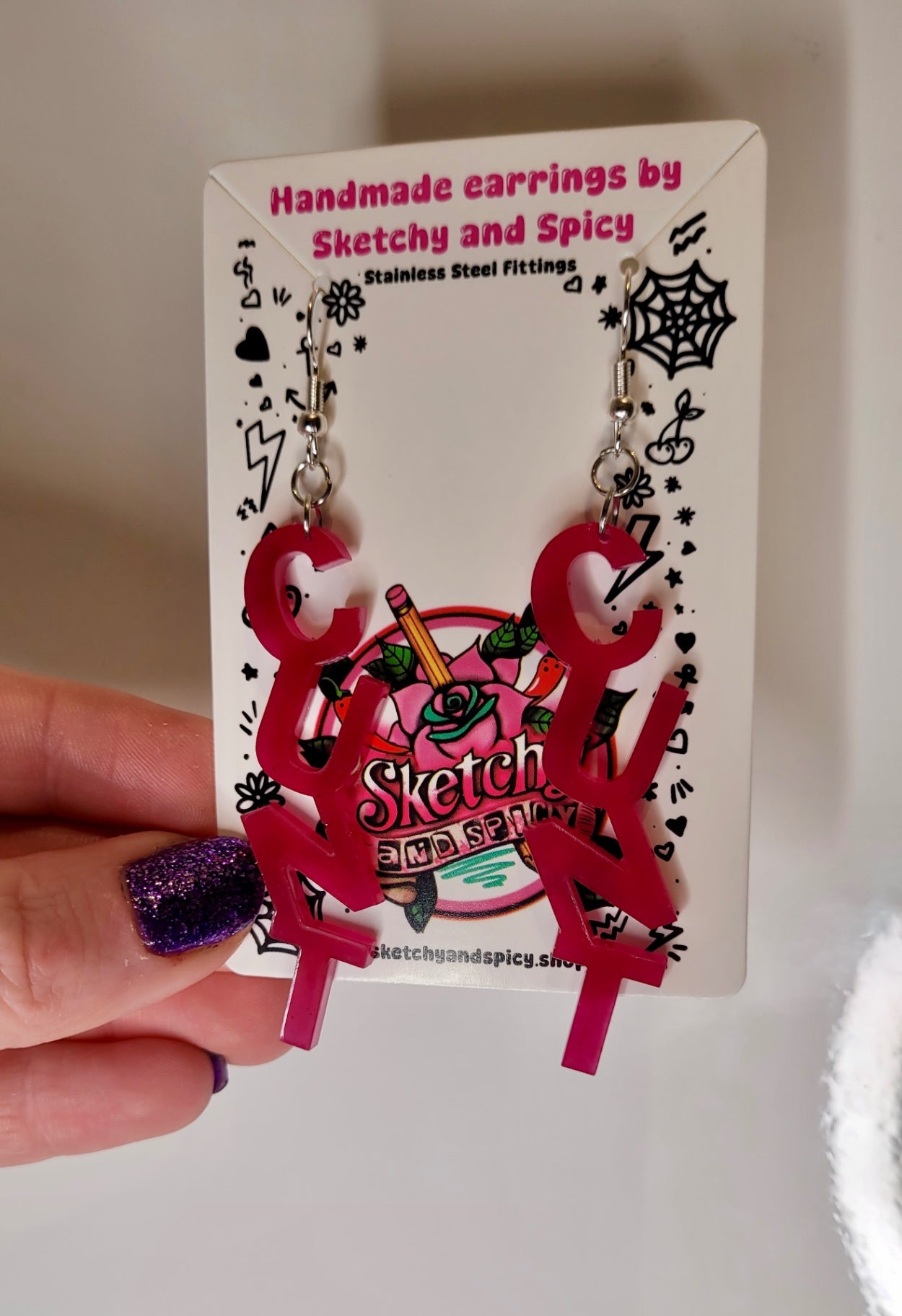 Red CUNT Earrings 
